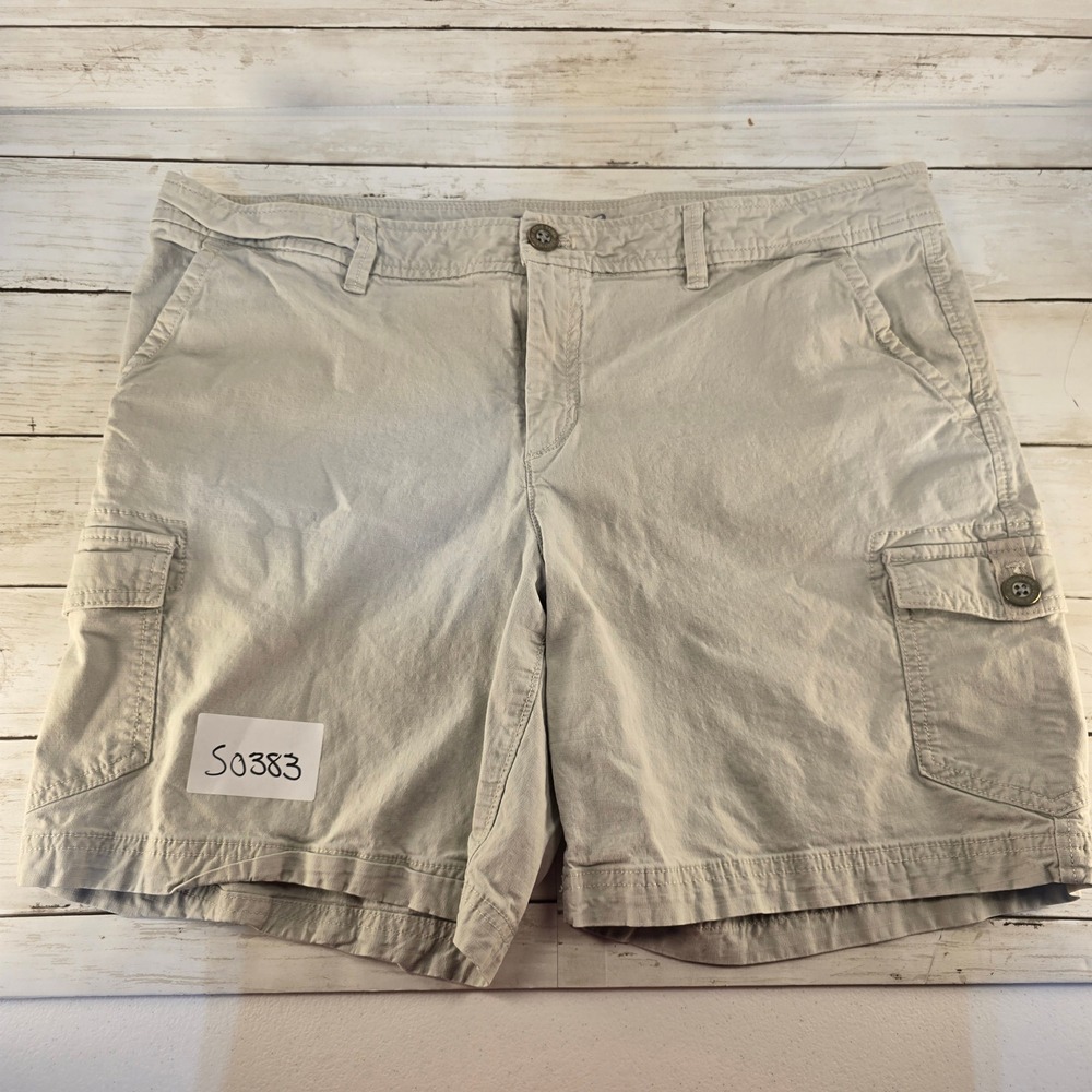 Eddie Bauer Womens P14 Khaki Tan Cargo Shorts Cotton Blend Outdoor Hiking Casual